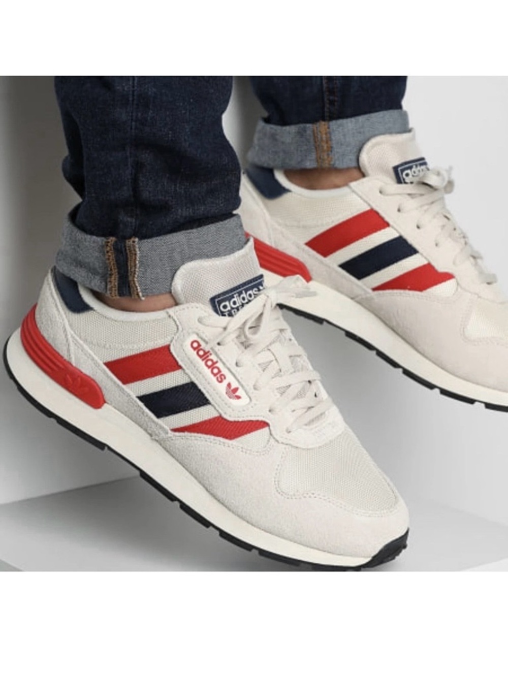 Adidas Treziod 2 Sneakers Cream Red Navy Size 6.5 Mens 8 Womens With Box